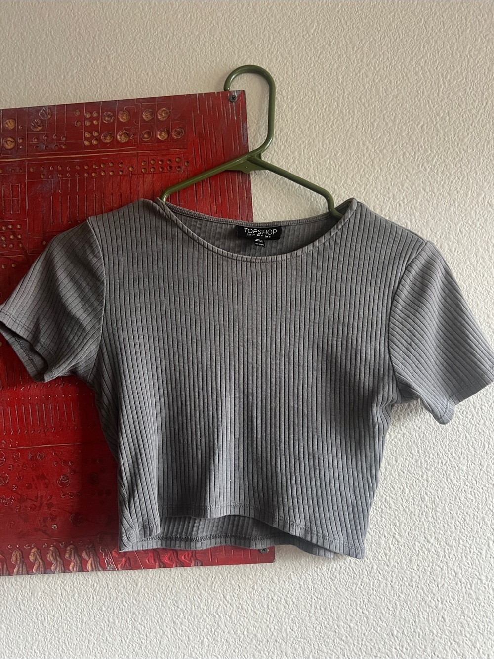 Topshop Ribbed Gray Crop Top